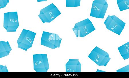 box with milk on a white background, vector illustration, pattern, seamless illustration. a large blue cardboard box with a drink. natural drink, coff Stock Vector