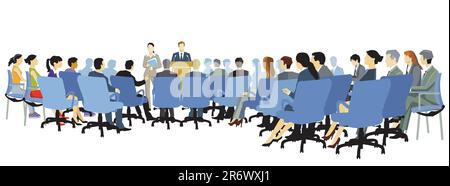 Course and session, advice and discussion, illustration isolated Stock Vector