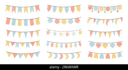 Multicolored set of bright garlands. Stock Vector