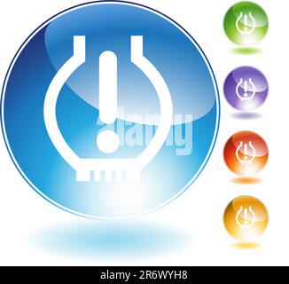 Low tire pressure crystal icon isolated on a white background. Stock Vector