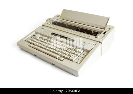Brother AX-140 Electric Word-Processing Typewriter, isolated on a white background,, UK Stock Photo