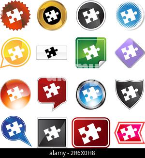 Puzzle label set isolated on a white background. Stock Vector