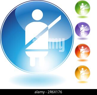 Seatbelt alert crystal icon isolated on a white background. Stock Vector