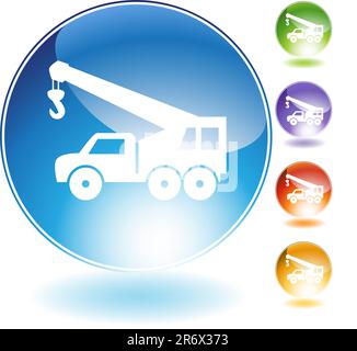 Crane hook truck crystal icon isolated on a white background. Stock Vector