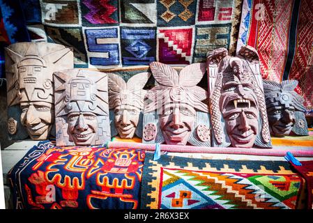 Ollantaytambo, Peru. Souvenir dolls, ancient village, entrance to Inca Ruins and Terraces, Sacred Valley. Stock Photo