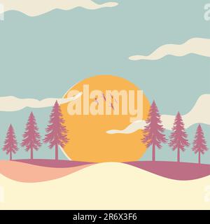 pine trees landscape background design vector illustration Stock Vector