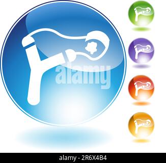 Slingshot crystal icon isolated on a white background. Stock Vector