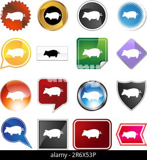 Pig variety set isolated on a white background. Stock Vector