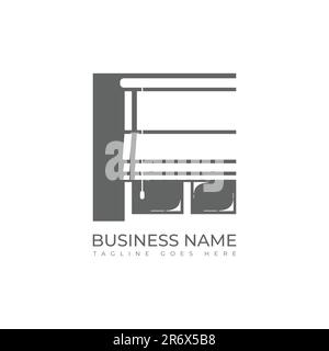 Creative window treatment logo design vector. Blinds window coverings logo design vector isolated in a white background Stock Vector