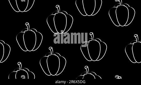 Hand-drawn bell peppers, vector seamless pattern background. Stock Vector