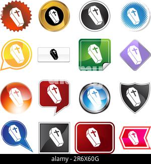 Coffin icon set isolated on a white background. Stock Vector