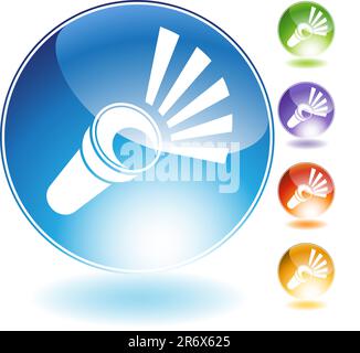 Flashlight crystal icon isolated on a white background. Stock Vector