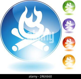 Campfire crystal icon isolated on a white background. Stock Vector