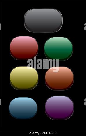 collection of vector buttons with silver frame Stock Vector