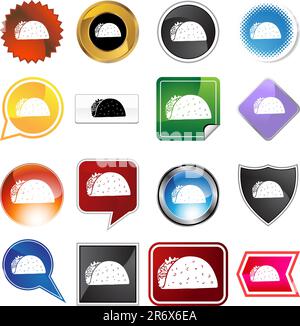 Taco icon set isolated on a white background. Stock Vector