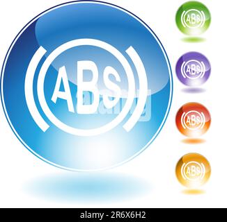 Anti-lock braking system crystal icon isolated on a white background. Stock Vector