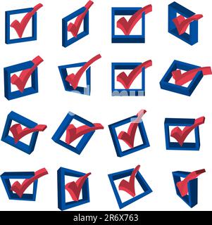 3D Checkmark for voting in red, white, and blue. Stock Vector