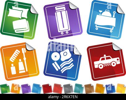 Collection of hotel and spa resort themed objects in a simplified style. Stock Vector