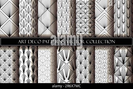 Art Deco Wallpapers Collection. Black and white seamless patterns Stock ...