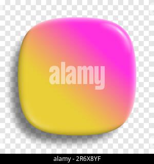 App icon superellipse, glossy pastel vector on transparent background. 3D squircle button with holographic gradient and realistic soft shadow Rounded Stock Vector