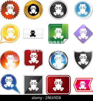 Gas mask icon set isolated on a white background. Stock Vector