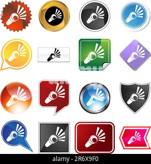 Flashlight icon set isolated on a white background. Stock Vector