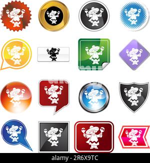 Maraca player icon set isolated on a white background. Stock Vector