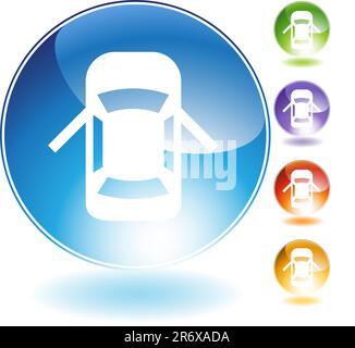 Open car door crystal icon isolated on a white background. Stock Vector