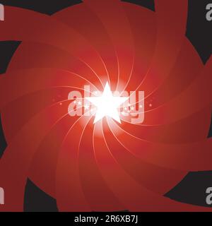 Centered vibrant red light burst with shining white star in the middle. Use of radial gradients and 6 global color swatches. Artwork grouped and la... Stock Vector