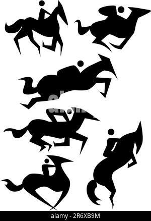 Horse icon set isolated on a white background. Stock Vector