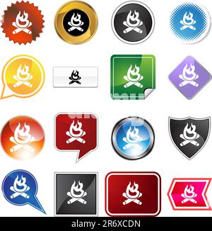 Campfire variety set isolated on a white background. Stock Vector