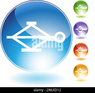 Tire jack crystal icon isolated on a white background. Stock Vector