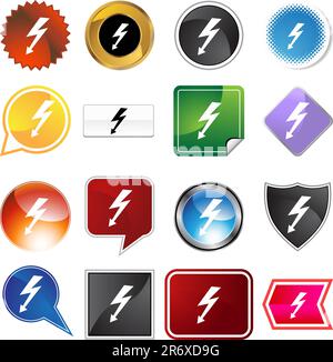 High voltage icon set isolated on a white background. Stock Vector