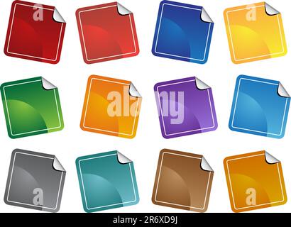 Set of 12 web buttons - sticker style - blank. Stock Vector