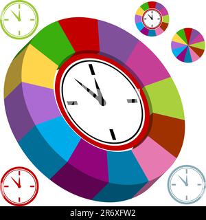 Business clock chart isolated on a white background. Stock Vector