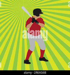 baseball player silhouette, vector illustration Stock Vector