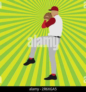 baseball player silhouette, vector illustration Stock Vector