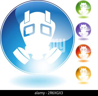 Gas mask crystal icon isolated on a white background. Stock Vector