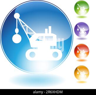 Wrecking ball crystal icon isolated on a white background. Stock Vector