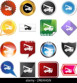 Crane hook truck icon set isolated on a white background. Stock Vector