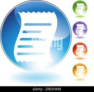 Receipt crystal icon isolated on a white background. Stock Vector