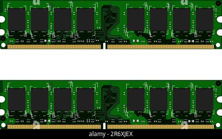 Two green DDR modules - vector Stock Vector