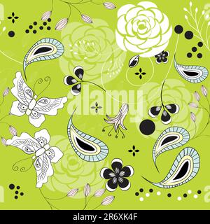 seamless pattern with rose and butterfly Stock Vector
