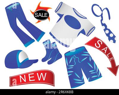 Icons for design of sale of shop of clothes in a vector Stock Vector