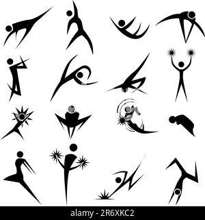 Dynamic pose set isolated on a white background. Stock Vector