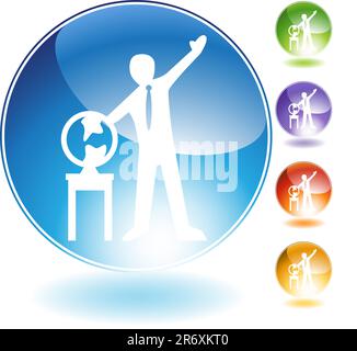Geography teaching crystal  isolated on a white background. Stock Vector