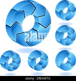 Set of blue process charts. Stock Vector