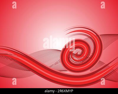 vector illustration of spiral and waves on a red background Stock Vector