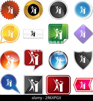 Podium businessman variety set isolated on a white background. Stock Vector