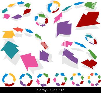Circular arrow graph set isolated on a white background. Stock Vector